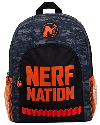 Mochila Nerf Nation para niños con diseño de camuflaje, mochila escolar, Negro (Negro) - MNCK10325