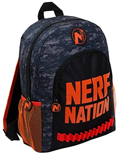 Mochila Nerf Nation para niños con diseño de camuflaje, mochila escolar, Negro (Negro) - MNCK10325