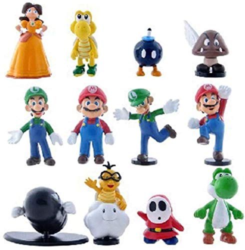 Modelo de estatuas de Anime 12Pcs / Set Super Mario Bros PVC Figuras de acción Juguetes Muñecas 3.5-5.5cm Mario Luigi Yoshi Mushroom Donkey Kong decoración de Adornos