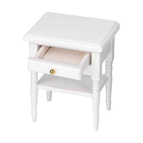 Modelo de Mesita de Noche Blanca, Modelo de Mesita de Noche de Mesa de Apariencia de Moda para el Dormitorio de Muñecas