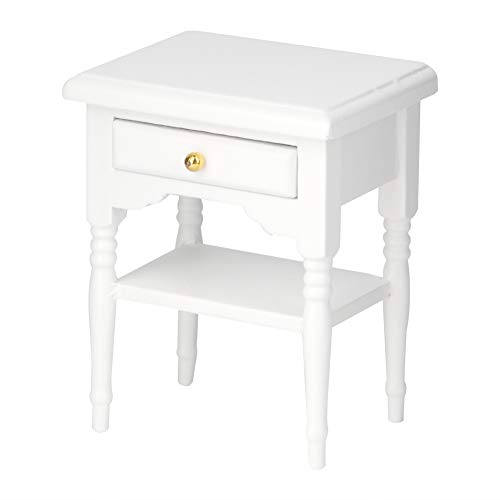 Modelo de Mesita de Noche Blanca, Modelo de Mesita de Noche de Mesa de Apariencia de Moda para el Dormitorio de Muñecas