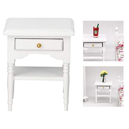 Modelo de Mesita de Noche Blanca, Modelo de Mesita de Noche de Mesa de Apariencia de Moda para el Dormitorio de Muñecas