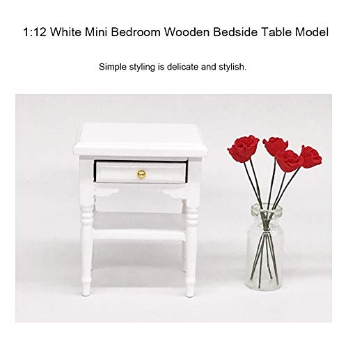 Modelo de Mesita de Noche Blanca, Modelo de Mesita de Noche de Mesa de Apariencia de Moda para el Dormitorio de Muñecas