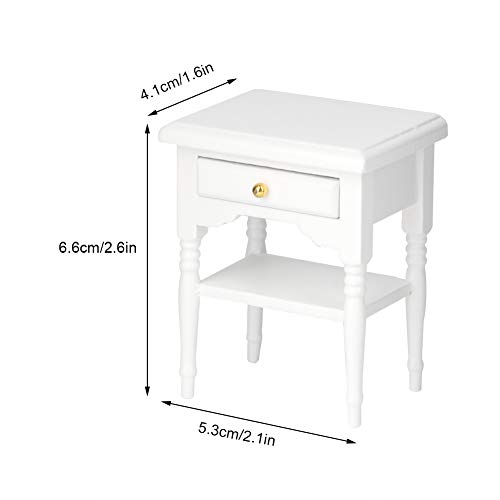 Modelo de Mesita de Noche de Mesa, Modelo de Mesita de Noche Blanca Liviana No Tóxica Ecológica con Cajón para Dormitorio de Muñecas para Niñas