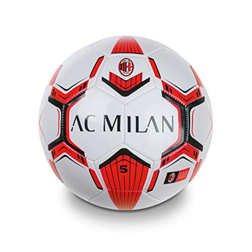 Mondo Toys - Balón de fútbol bordado A.C. Milan - Talla 5 - 350 g - Color Rojo/Negro - 13632