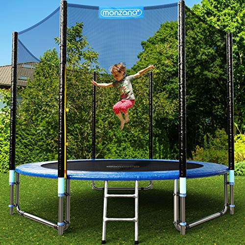 Monzana Trampolin Ø305cm Cama elástica Set Completo Puerta Escalera Red de Seguridad y Cubierta