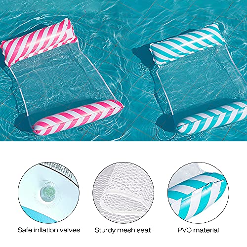 MOPOIN Hamaca Flotante Piscina, 2 Piezas Colchoneta Piscina 4 en 1 Hamaca Flotante para Piscina con 2 Funda Impermeable Móvil y Inflador