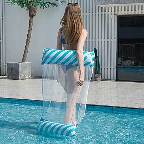 MOPOIN Hamaca Flotante Piscina, 2 Piezas Colchoneta Piscina 4 en 1 Hamaca Flotante para Piscina con 2 Funda Impermeable Móvil y Inflador