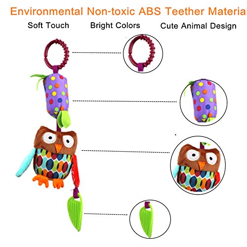 Morbuy Juguete Wind Chimes Colgante para Bebé Animal Infantil Peluche Felpa de Cochesito Cuna con Mordedor Traqueteos para Niños Niñas (búho)