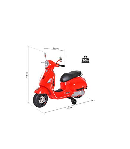 Moto Vespa Roja Eléctrica para Niños