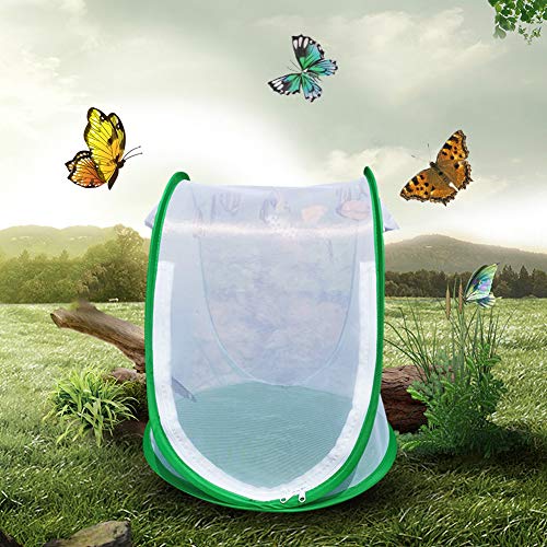 MOVKZACV Jaula de insectos plegable,Tienda de hábitat de invernadero de plantas,Red de hábitat de mariposa con cierre de cremallera,Pantalla de malla de transmisión de luz crece tienda