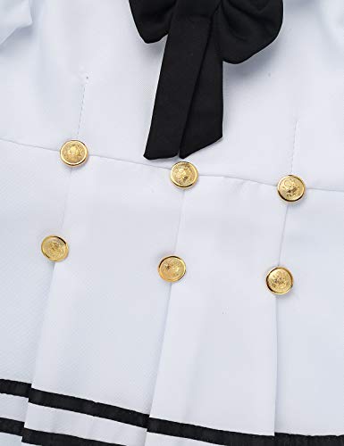 MSemis Disfraz Marinera para Niñas Vestido Corto Salior Uniforme de Marino Coaplay Niña Anime 3Pcs Disfraces Lujosos Infantiles Reyes Magos Fiesta Cumpleaños Blanco 3-4 Años