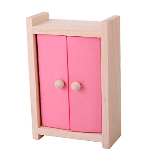 Muebles De La Casa De Muñecas Juguete De Madera 1 12 Escala Dormitorio En Miniatura Conjunto De Mesa Lámpara De Mesa Closet Manta Casa De Muñecas Diy Accesorios Rosa