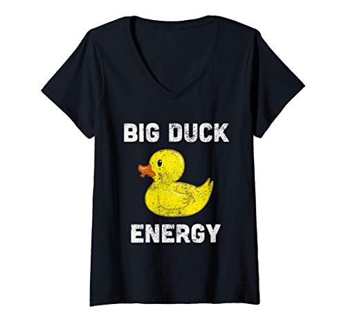 Mujer Patito De Goma, Meme Divertido, Energía De Pato Grande Camiseta Cuello V