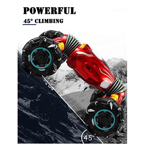 MUMUMI 2.4G Drift Twisting King Coche de control remoto Tracción en las cuatro ruedas Escalada Eléctrica de doble cara Stunt RC Cars con música ligera Dance RC Vehículo Niños Adultos Regalo de cumplea