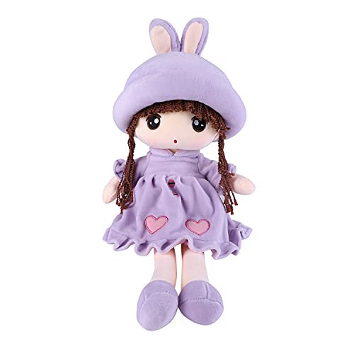 Muñeca de toalla para bebé de juguete, juguete de peluche, juguete para 1 edad con cuento de hadas, princesa, muñeco de peluche para bebé, Navidad, cumpleaños, bautizo, color morado