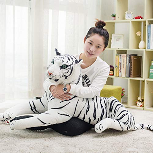 MYBOON Creativo muñeco de Peluche Animales de Peluche realistas Tigre Muebles para el hogar niños bebé Juguete sofá Coche cojín Blanco