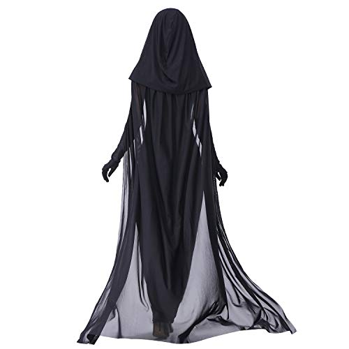 Myir Disfraz de Novia Fantasma de Halloween Mujer, Disfraz de Bruja Vampiro Vestido Adulto Disfraces Carnaval Cosplay (L, Negro)