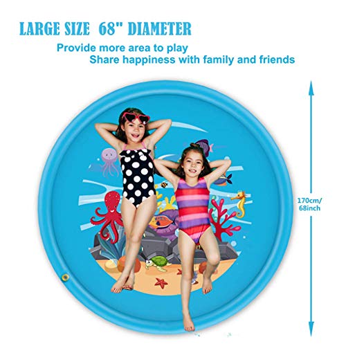 MYJZY Colchoneta para Niños con Rociadores Y Salpicaduras, Almohadilla De Agua Inflable Grande para Niños Y Niñas, Juguetes De Verano para Niños Pequeños Al Aire Libre, 170 Cm,