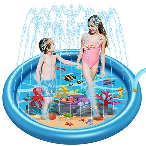 MYJZY Colchoneta para Niños con Rociadores Y Salpicaduras, Almohadilla De Agua Inflable Grande para Niños Y Niñas, Juguetes De Verano para Niños Pequeños Al Aire Libre, 170 Cm,