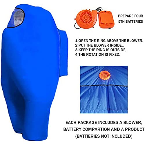 N A Among Us Disfraz inflado, juego de rol mono adulto niño Halloween fiesta traje adecuado para juegos multijugador, traje espacial ropa inflable adulto trajes inflables (azul)