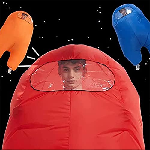 N A Among Us Disfraz inflado, juego de rol mono adulto niño Halloween fiesta traje adecuado para juegos multijugador, traje espacial ropa inflable adulto trajes inflables (azul)