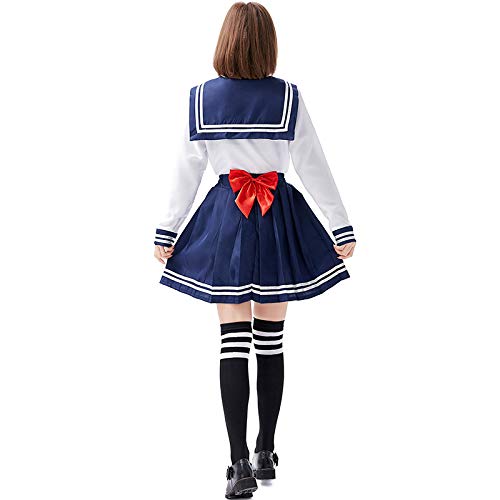 N / A Cosplay Halloween Novedad Regalo Estilo Azul Marino Estudiante Uniforme Traje de Marinero con Sombrero Ropa de Fiesta de Navidad Body Height:150-170cm