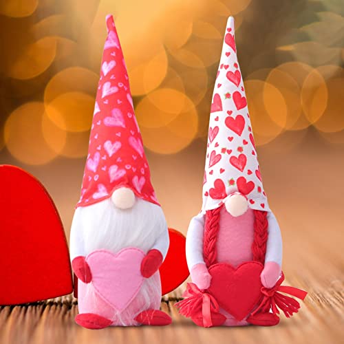 N% Muñeca de peluche de San Valentín, decoración de enano, sin cara, con amor, para San Valentín, muñeca Gnome, regalo de peluche con diseño de letra de corazón (A)