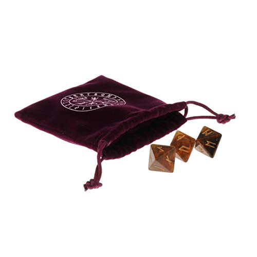 N/A/a Dados de Juego de Mesa de 3 Piezas, Juego de Dados poliédricos Surtidos de Resina, Dados de Runas de divinación con Bolsa de cordón, para Juegos de - Estilo 2 con Bolsa