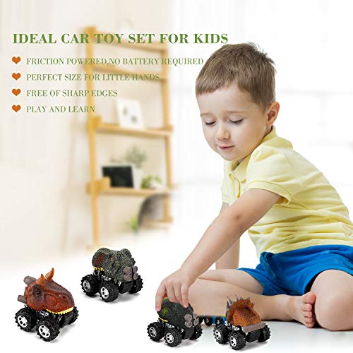 NASHRIO Pull Back Dinosaur Cars Toys Set of 4, Dino Toy for 3 Year Old Boys and Girls, Popular Gift for Kids