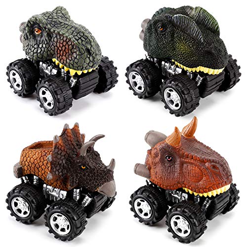 NASHRIO Pull Back Dinosaur Cars Toys Set of 4, Dino Toy for 3 Year Old Boys and Girls, Popular Gift for Kids