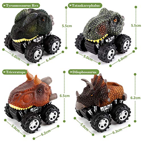 NASHRIO Pull Back Dinosaur Cars Toys Set of 4, Dino Toy for 3 Year Old Boys and Girls, Popular Gift for Kids