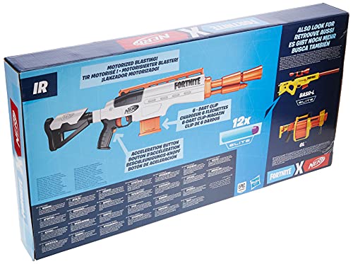 Nerf IR Motorized Réplica Fortnite Blaster-Clip extraíble de 6, 12 Dardos Oficiales Elite (Hasbro E9392)