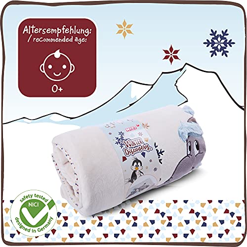 NICI 47296 Manta de Elefante 140 x 175cm – Tiernas Mantas para bebés e Infantes – Suave frazada con temática de Invierno – Cálida sábana para niñas y niños – Funda de sofá de Lana Invernal