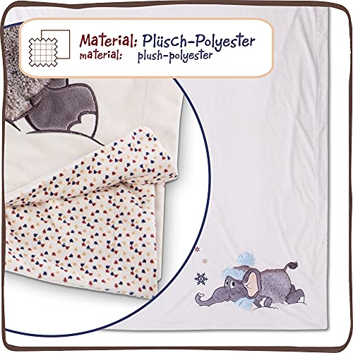 NICI 47296 Manta de Elefante 140 x 175cm – Tiernas Mantas para bebés e Infantes – Suave frazada con temática de Invierno – Cálida sábana para niñas y niños – Funda de sofá de Lana Invernal