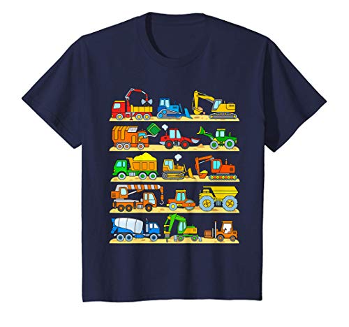 Niños Maquinas Construccion Vehiculos Camion con Grúa Camiseta