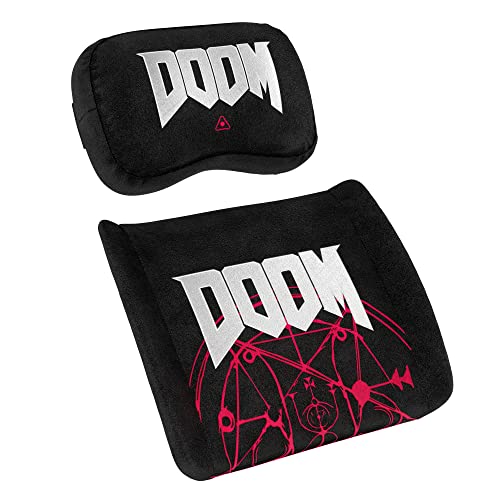 noblechairs Juego de Almohada Viscoelastica, DOOM Edition, Cojin Viscoelastico para Silla Gaming, Almohada Cuello de Apoyo Perfecto, Conjunto Ergonómico de Cojines Sillas