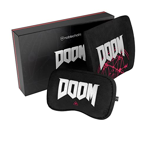 noblechairs Juego de Almohada Viscoelastica, DOOM Edition, Cojin Viscoelastico para Silla Gaming, Almohada Cuello de Apoyo Perfecto, Conjunto Ergonómico de Cojines Sillas