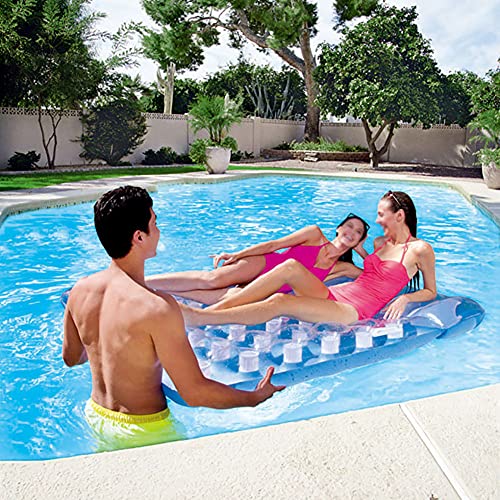 NOBLJX Flotador Inflable de la Estera de la Piscina de la Piscina Doble del Verano, el colchón el salón Flotante con la Bomba de Aire para los Deportes acuáticos