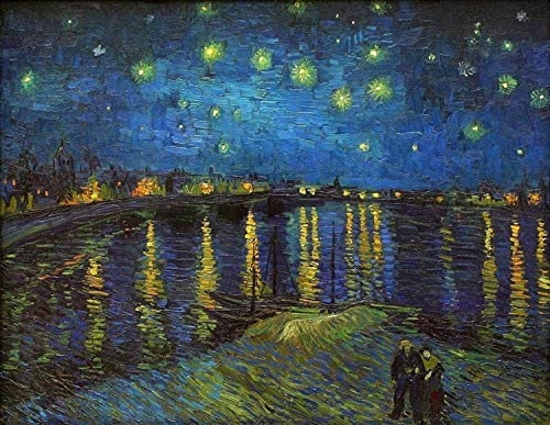 Noche estrellada sobre el Ródano Vincent Van Gogh, rompecabezas de madera para adultos, niños, 1000 piezas para niños, niña, amigos, regalo, juego, juego, decoración del hogar, juego, relieve de estré