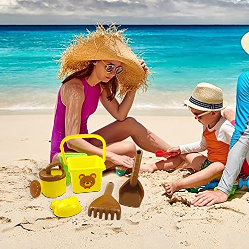 Nogan Juego De Juguetes De Playa Piscina De Arena De Dibujos Animados para Niños 5 Cubos Herramientas con Bolsa De Malla Almacenamiento Portátil Play Juguetes De Arena para Niños Pequeños Compatible