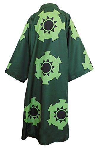 NoryNick Roronoa Zoro Disfraz de Cosplay de Anime Capa de Wano Country Kimono Trajes Traje de Halloween, verde, S