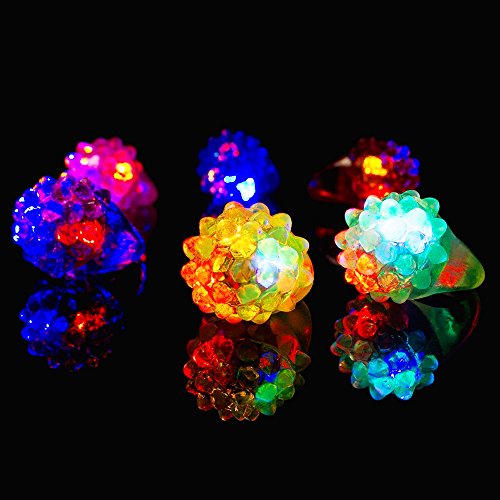 Novelty Place [Estrellas de la Fiesta] Juguetes de Iluminación LED con Anillo de Gelatina Pedregoso (Paquete de 12)