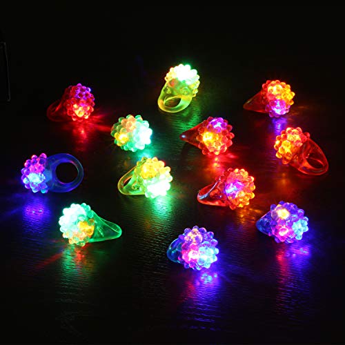 Novelty Place [Estrellas de la Fiesta] Juguetes de Iluminación LED con Anillo de Gelatina Pedregoso (Paquete de 12)