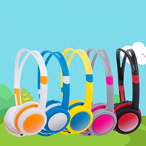 nuobesty Niños Auriculares 3.5mm Auriculares con micrófono Control Amarillo Auriculares con cable Estéreo Plegable Auriculares Manos Libres para Reproductor MP3 Smartphone