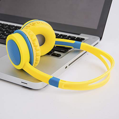 nuobesty Niños Auriculares 3.5mm Auriculares con micrófono Control Amarillo Auriculares con cable Estéreo Plegable Auriculares Manos Libres para Reproductor MP3 Smartphone