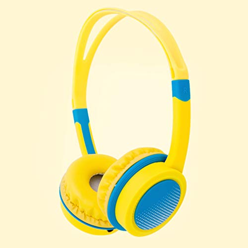 nuobesty Niños Auriculares 3.5mm Auriculares con micrófono Control Amarillo Auriculares con cable Estéreo Plegable Auriculares Manos Libres para Reproductor MP3 Smartphone