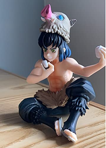 NUWIND Demon Slayer Kimetsu no Yaiba Agatsuma Zenitsu Kamado Tanjirou Hashibira Inosuke Colección Figuras Sentadas Posición Anime Juguete (Hashibira Inosuke, talla única)