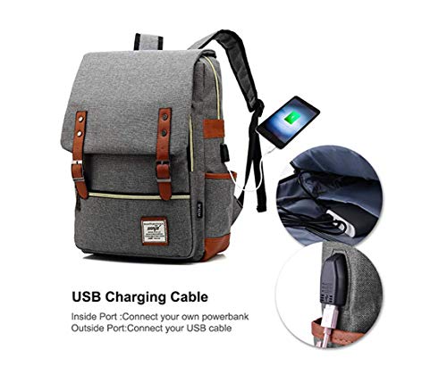 NYLY Mochila portátil de 15 Pulgadas con Puerto de Carga USB, Mochila de Senderismo de Ocio Adolescente, Bolsa de la Escuela de Harry Potter Unisex Gris