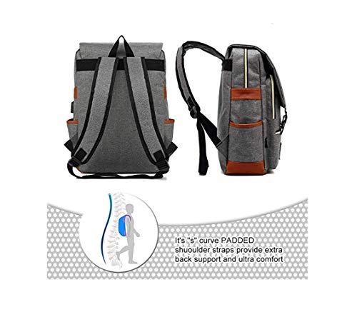 NYLY Mochila portátil de 15 Pulgadas con Puerto de Carga USB, Mochila de Senderismo de Ocio Adolescente, Bolsa de la Escuela de Harry Potter Unisex Gris